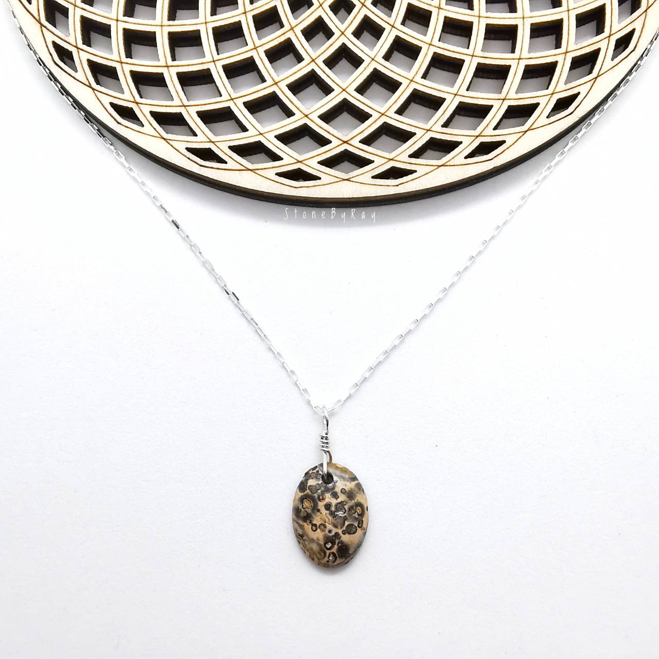 สร้อยคอเงินจี้หินลีโอพาร์ดสกินแจสเปอร์ Leopard Skin Jasper