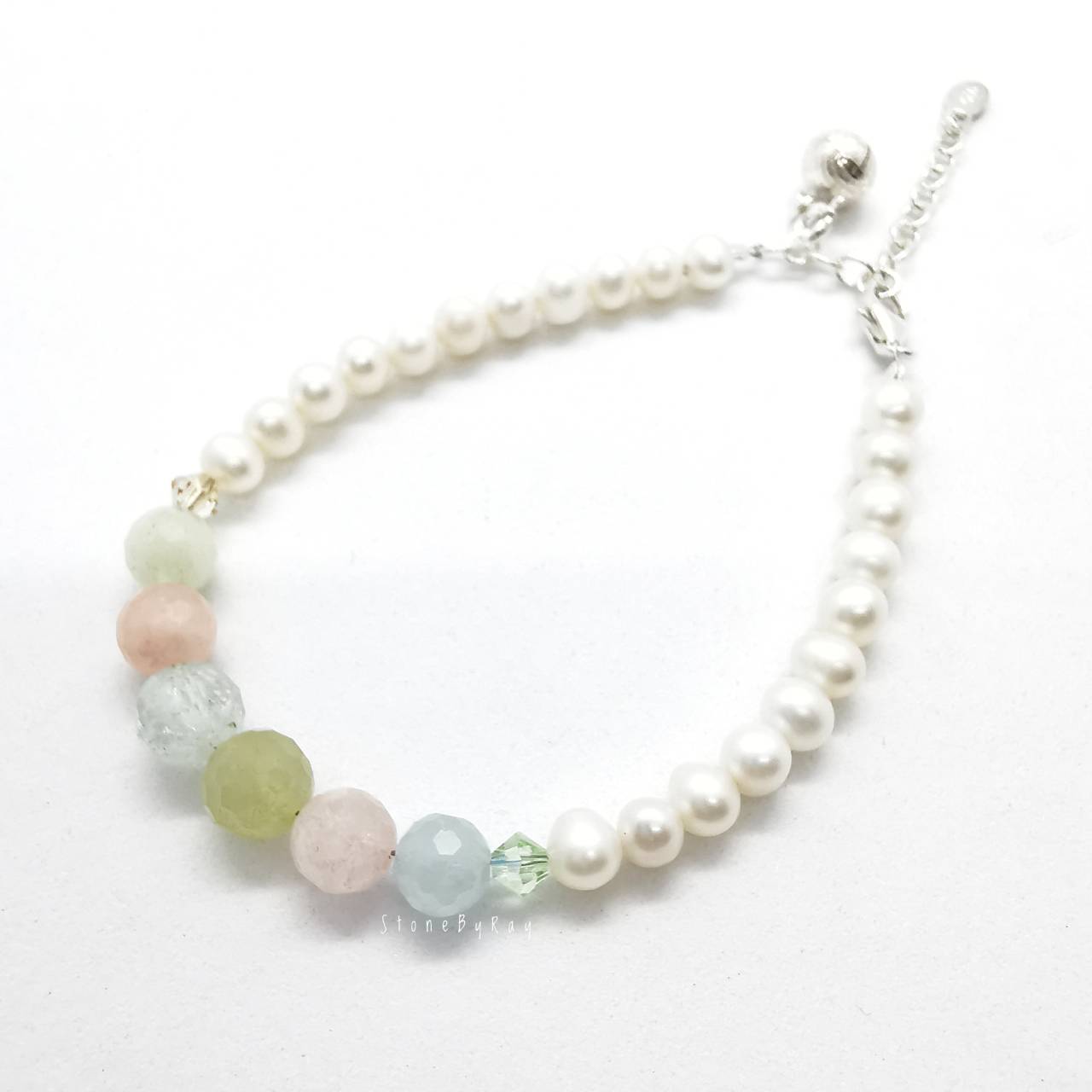 สร้อยข้อมือหินเบริล+ไข่มุกแท้ Beryl&Pearl