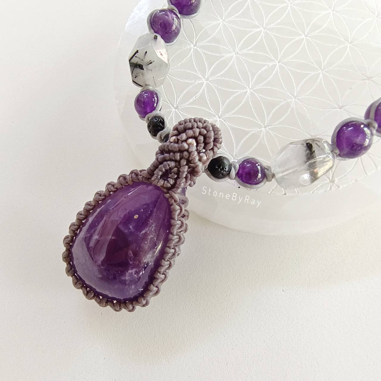 สร้อยคอเชือกถักจี้หินอเมทิสต์ Amethyst