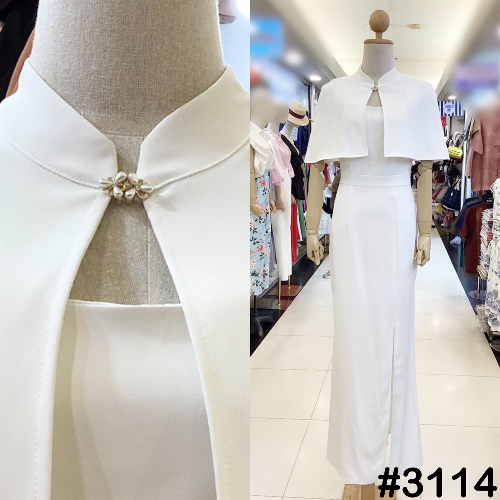 kudapy เดรสยาวตรุษจีนทันสมัย แต่งปกสวย สีขาว,ฟ้า, แดง, น้ำตาล, ชมพู