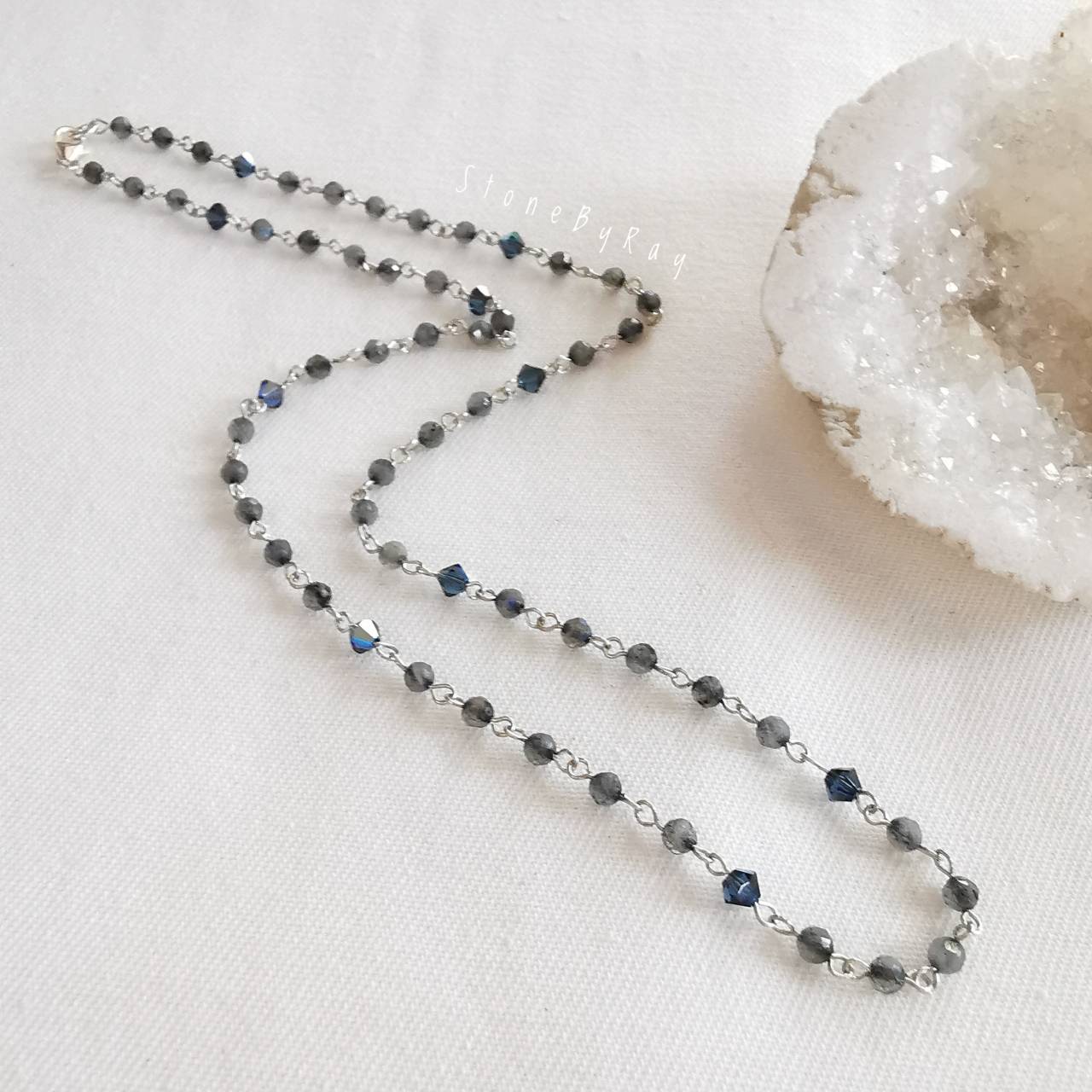 สร้อยคอเงินหินลาบราโดไลท์