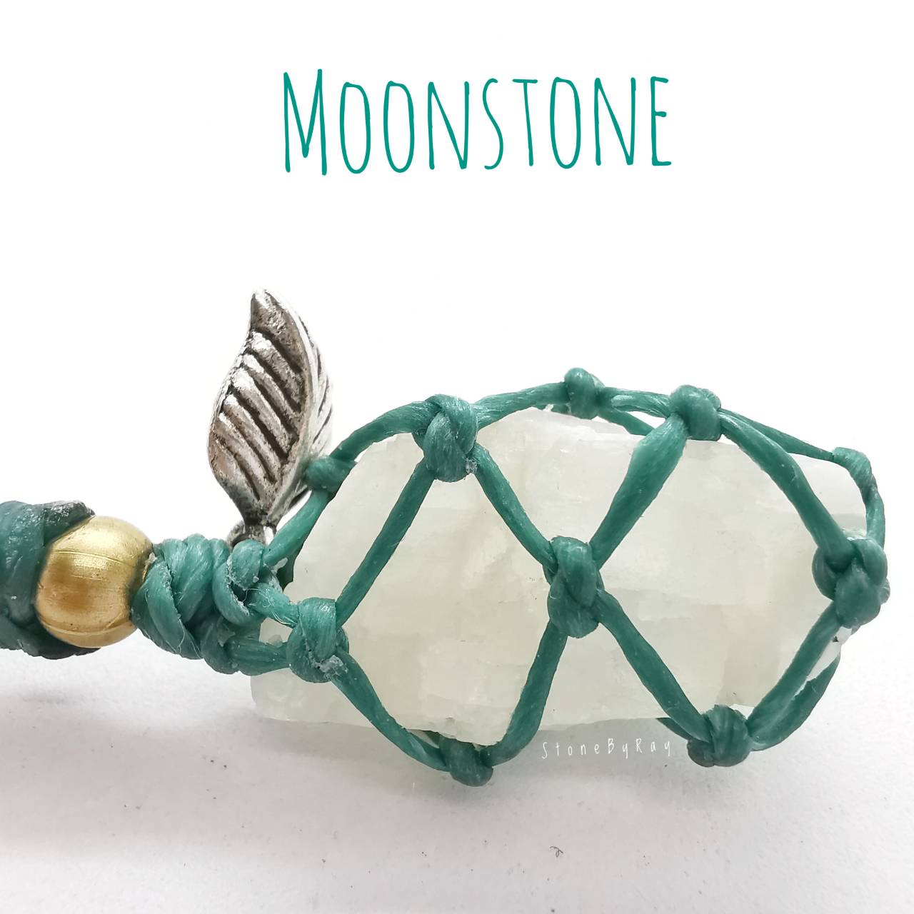 พวงกุญแจเชือกถักหินมูนสโตน Moonstone