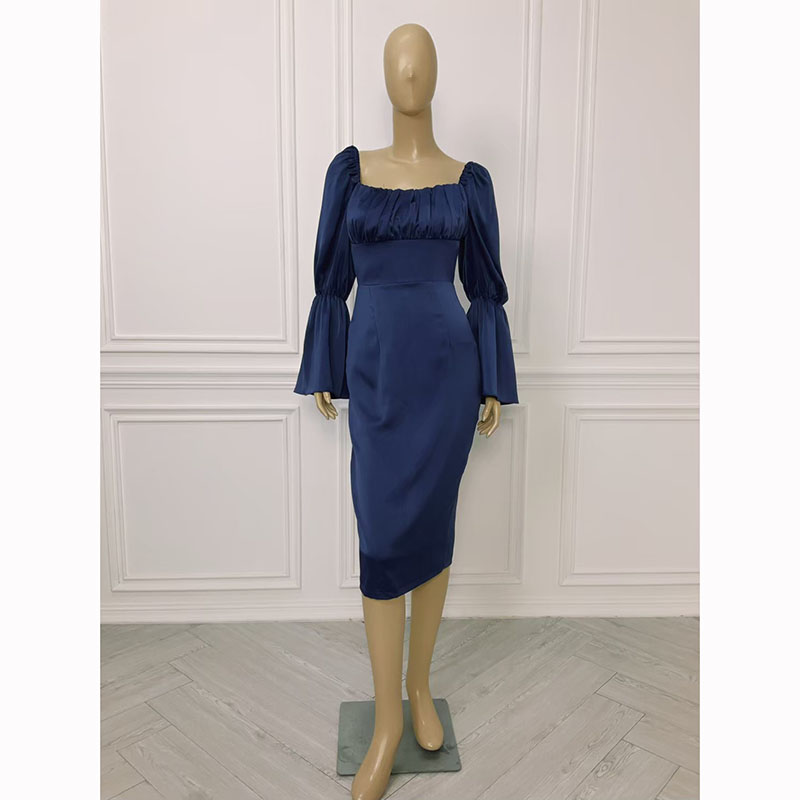 kudapy เดรสสั้นสีชมพู,กรม,น้ำตาลอิฐ สวยจับจีบแขนระบาย ผ้าเครปซาตินเนื้อดีมีซับใน ใส่ออกงาน ใส่ทำงาน