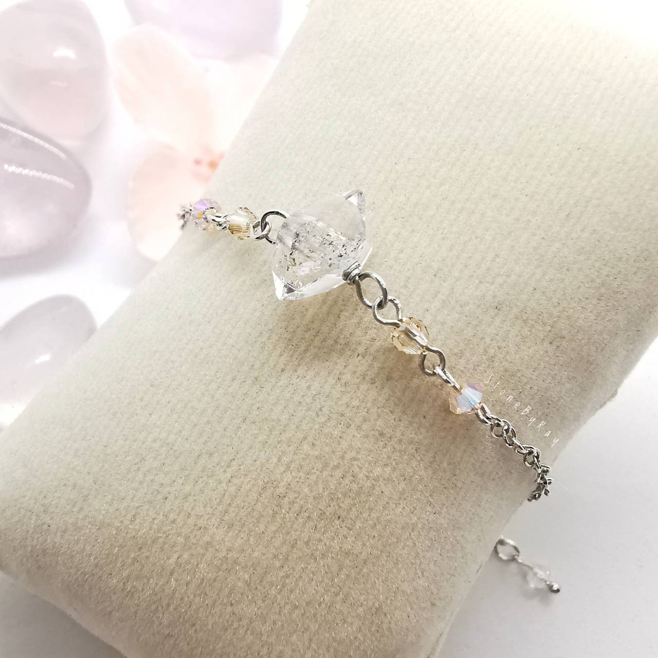 สร้อยข้อมือเงินหินเฮอร์คิเมอร์ไดม่อน Herkimer Diamond