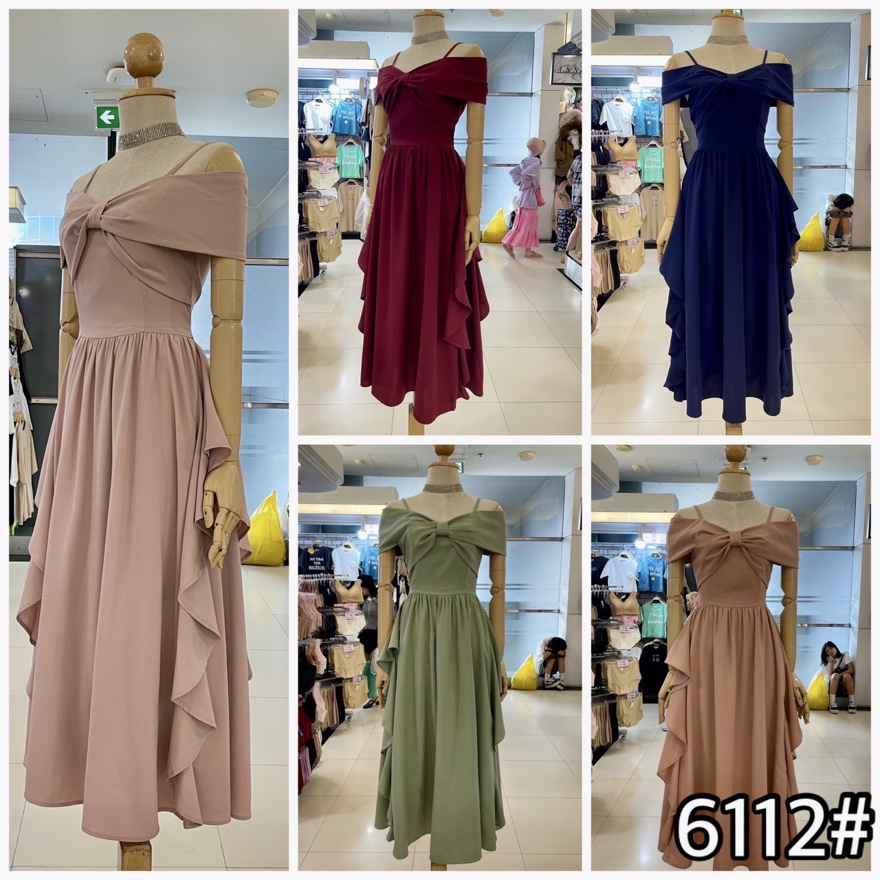 kudapy เดรสสั้น เดรสออกงานสุดพริ้ว เดรสเปิดบ่า ปิดแขน อกโบว์ กระโปรงบานพริ้ว แต่งริ้วด้านข้าง