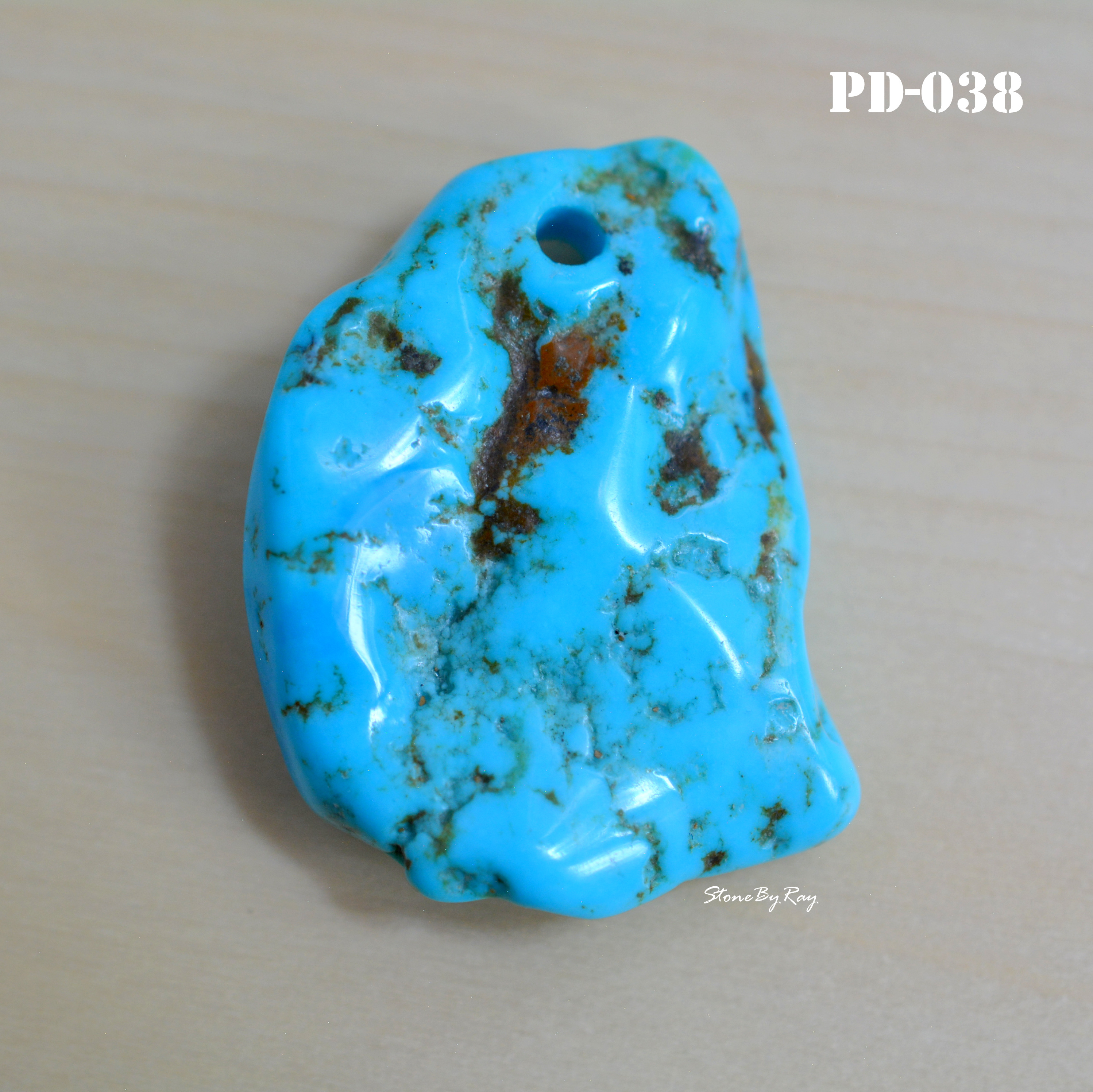 จี้หินเทอร์ควอยส์ก้อนธรรมชาติขัดเงา(PD-038)