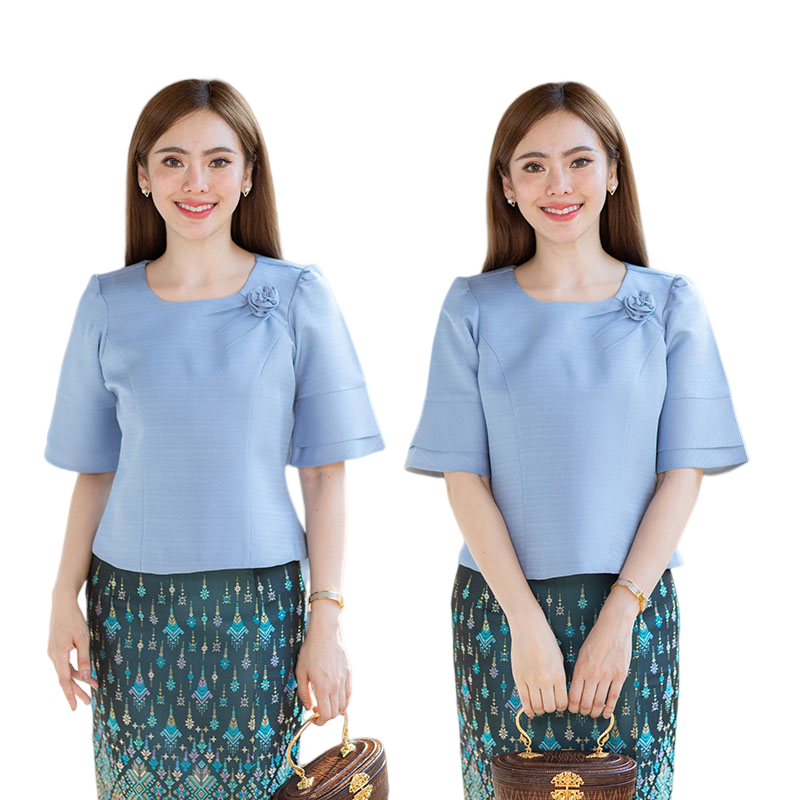 kudapy เสื้อออกงานสีขาว/สีม่วง/สีส้ม/สีฟ้า งานผ้าไหมฝรั่งเศสสีพื้น อัดกาวให้ทั้งตัว ทรงสวยตามแบบ การตัดเย็บเนียบ ทรงสวย ใส่สวยทุกรูปร่าง