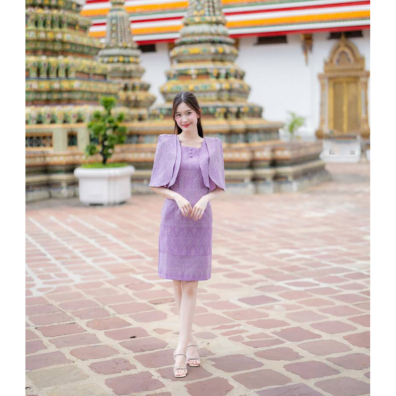 kudapy เดรสแต่งแขนสองชั้นคอเหลี่ยม