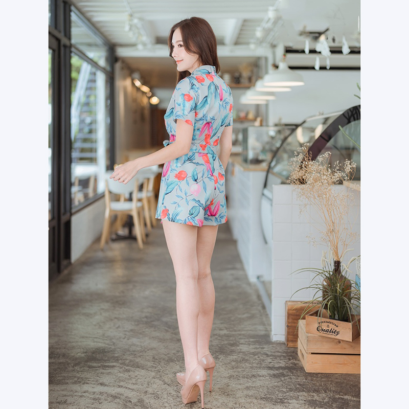 kudapy จั้มสูทกางเกงขาสั้นสีชมพู,เขียว,ครีม สวยใสใส่สบายตัวเนื้อผ้าดีมากๆ