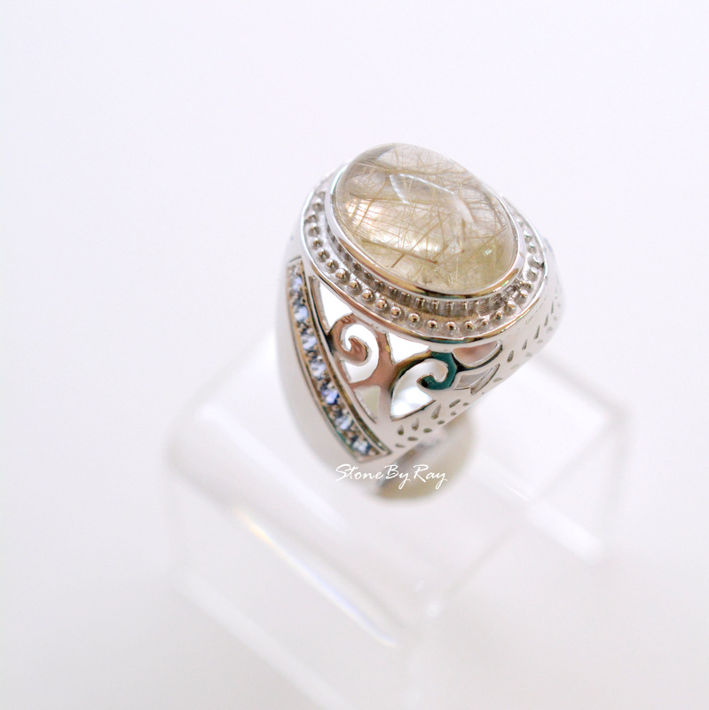 แหวนเงินหินไหมทอง Rutilated Quartz