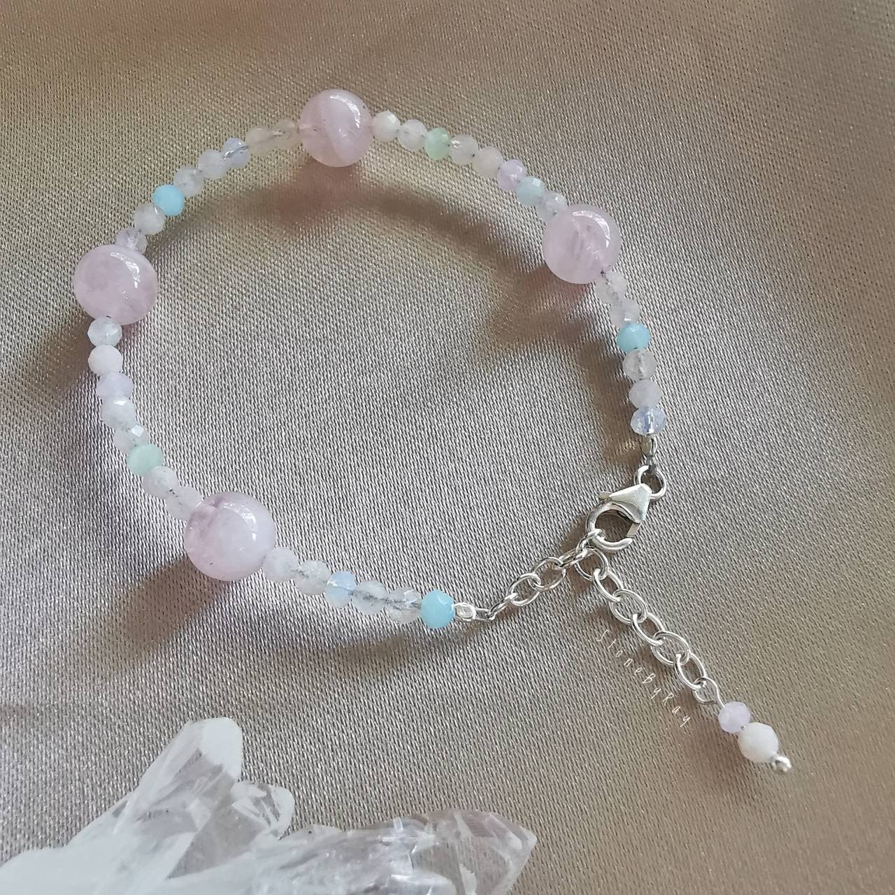 Setสร้อยคอหินโรสควอตซ์กับเบริล Rose Quartz&Beryl