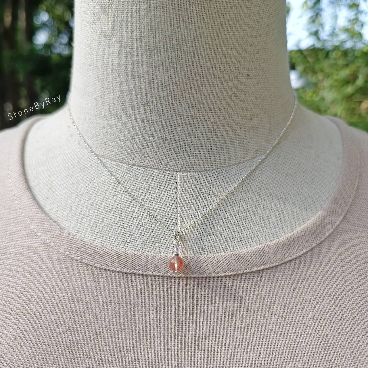 สร้อยคอเงินจี้หินไหมนาค Red Rutilated Quartz