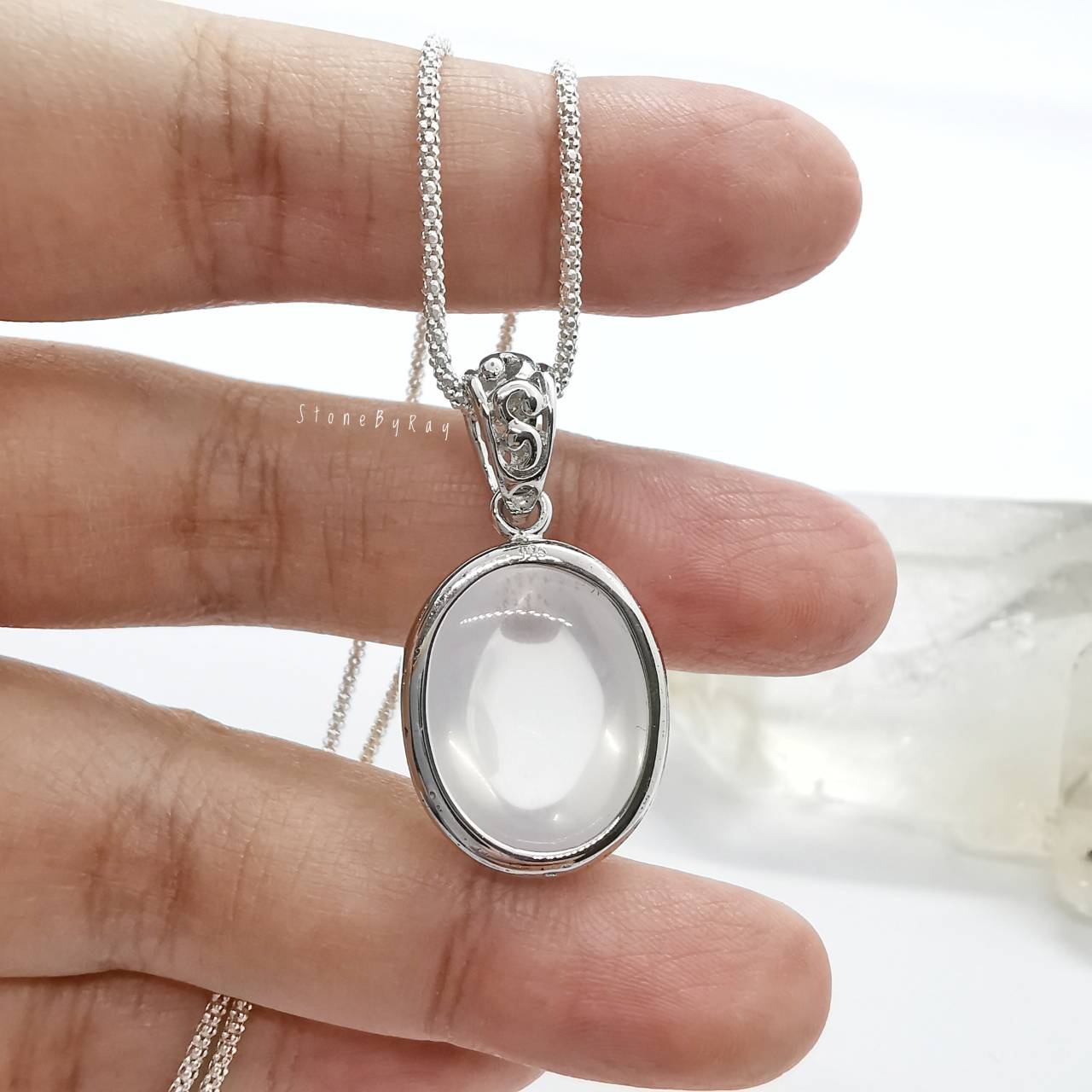 สร้อยคอเงินจี้หินมิลกี้ควอตซ์ Milky Quartz