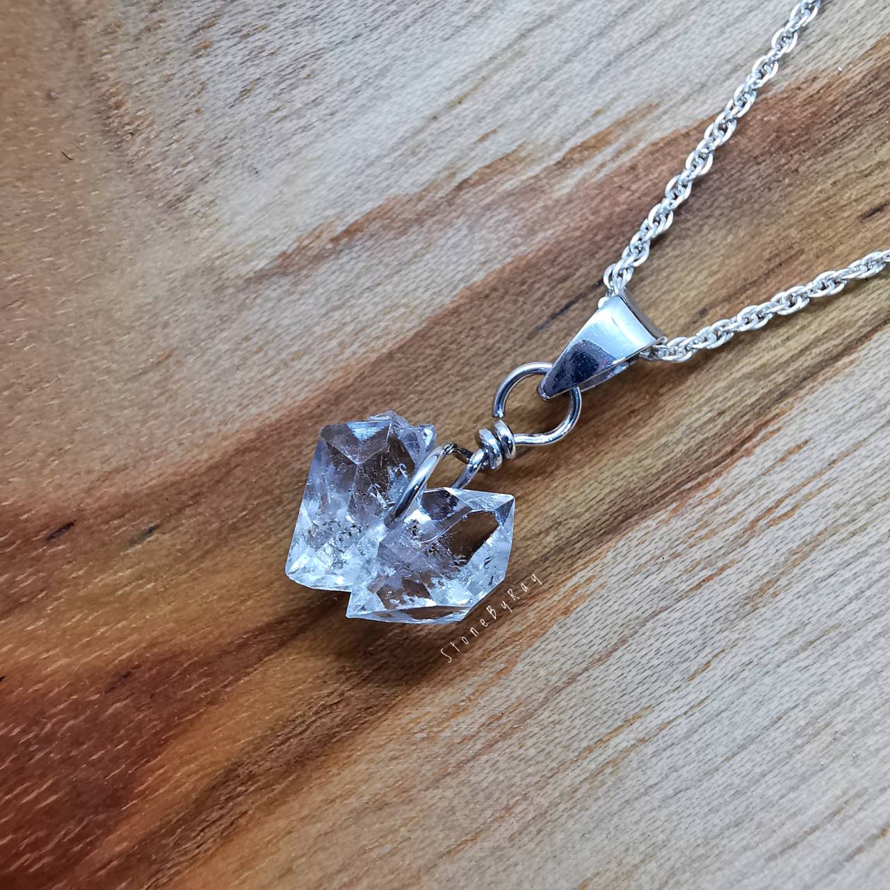 สร้อยคอเงินจี้หินเฮอร์คิเมอร์ไดม่อน Herkimer Diamond