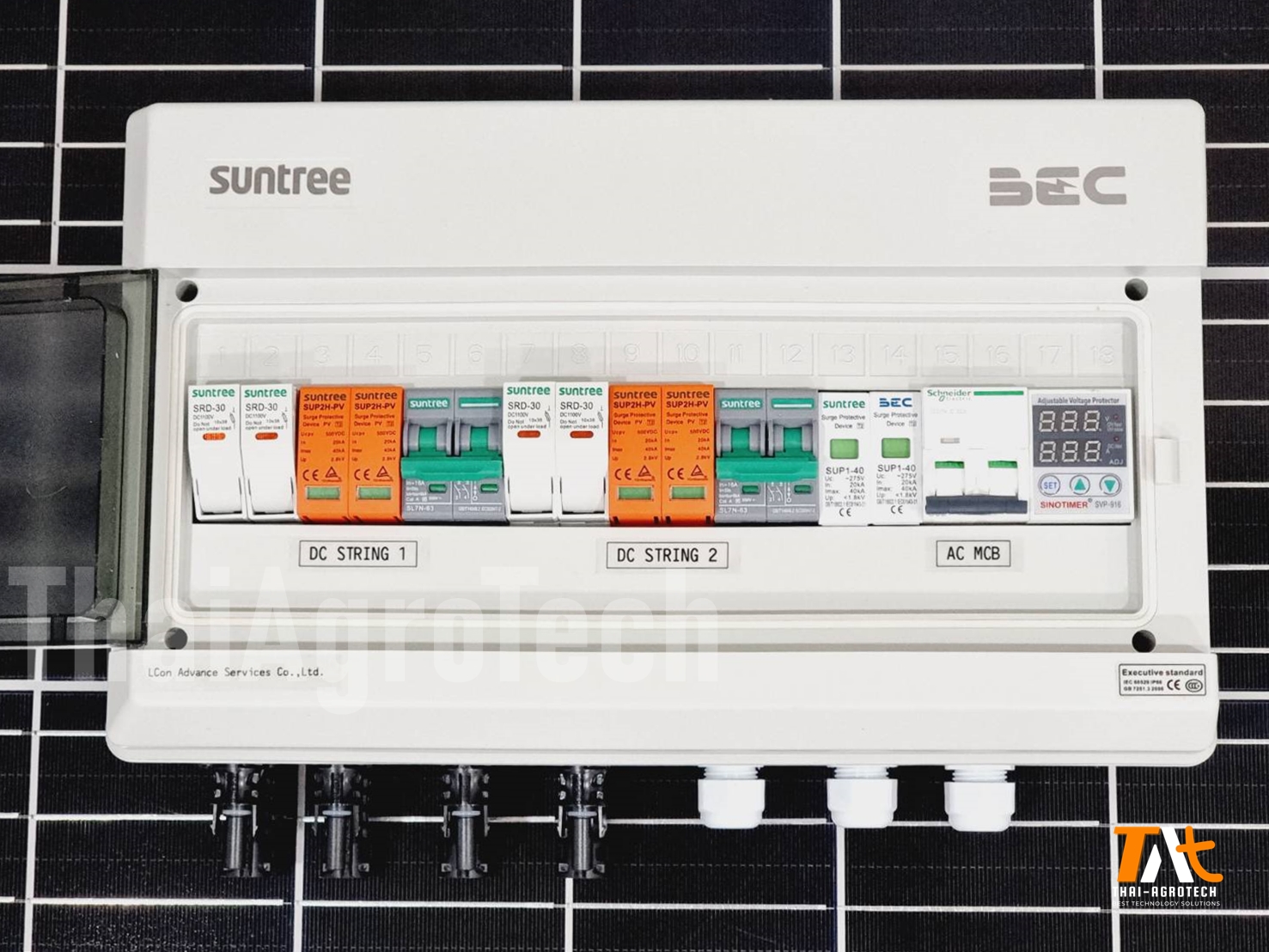 ตู้คอมบายเนอร์ OnGrid AC-DC Combiner box 2String (AC Breaker schneider Schneider) สำหรับระบบออนกริดขนาด 3-8 Kw 1Phase พิเศษ Voltage Surge Protector Relay