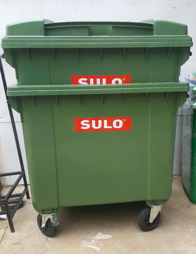 ถังขยะใหญ่ พร้อมล้อเข็น รุ่นฝาเรียบ 660 ลิตร (สีเขียว)