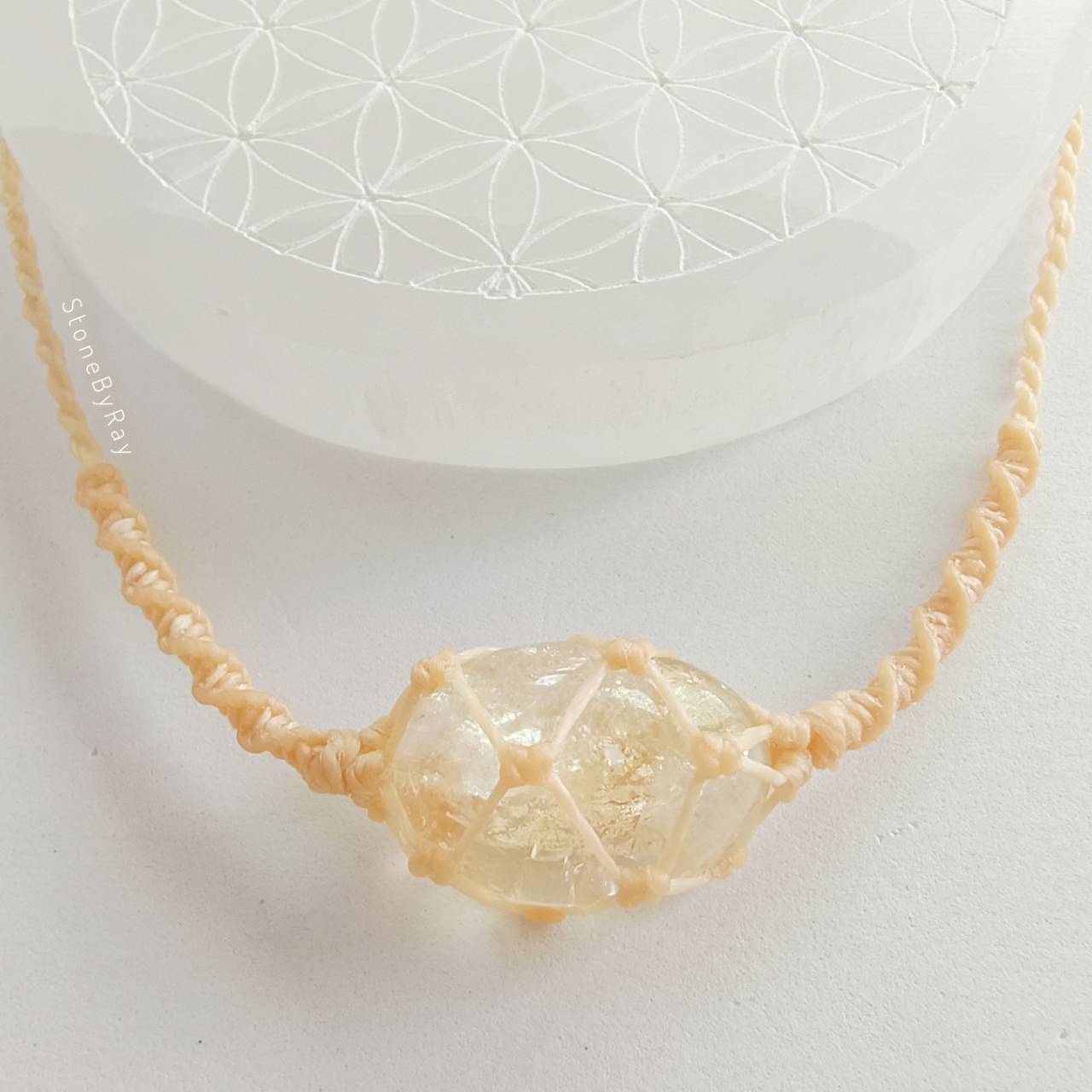 สร้อยคอเชือกถักหินจี้หินซิทริน Citrine