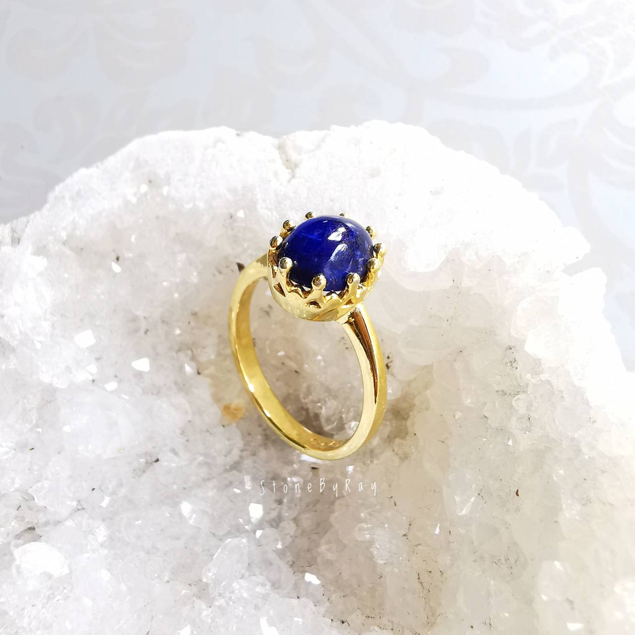 แหวนเงินชุบทองหินลาพิสลาซูลี Lapis Lazuli