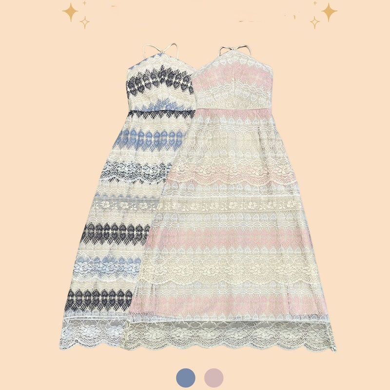 kudapy เดรสยาวสีฟ้า/สีชมพู ลูกหัวใจยาวผูกคอ ใส่เที่ยวทะเล เนื้อผ้าเบาสบายตัว