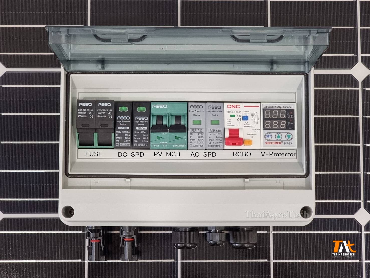 FEEO Photovoltaic PV Combiner Box Solar Waterproof Distribution Kit 2 String 1 phase ตู้คอมบายเนอร์ AC-DC Combiner 1string (FEEO) ขนาด1Kw-5KW 3Ph สำหรับโซล่าเซลล์ระบบออนกริด