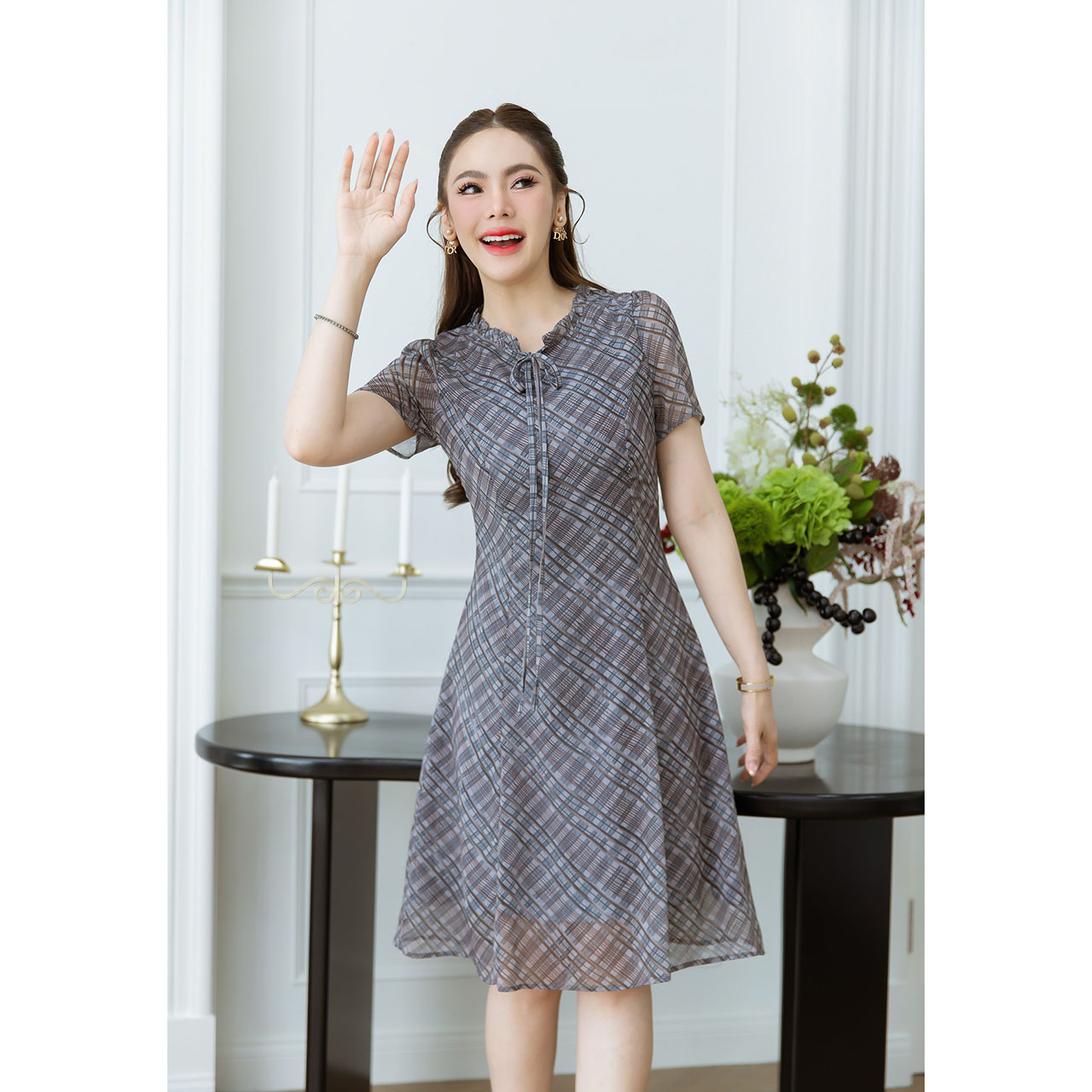 kudapy เดรสไหมชีฟองทรง ผ้าบางเบาใส่สบาย สวยเรียบ สวยคลาสสิคใส่ง่ายใส่ได้ทุกวัน