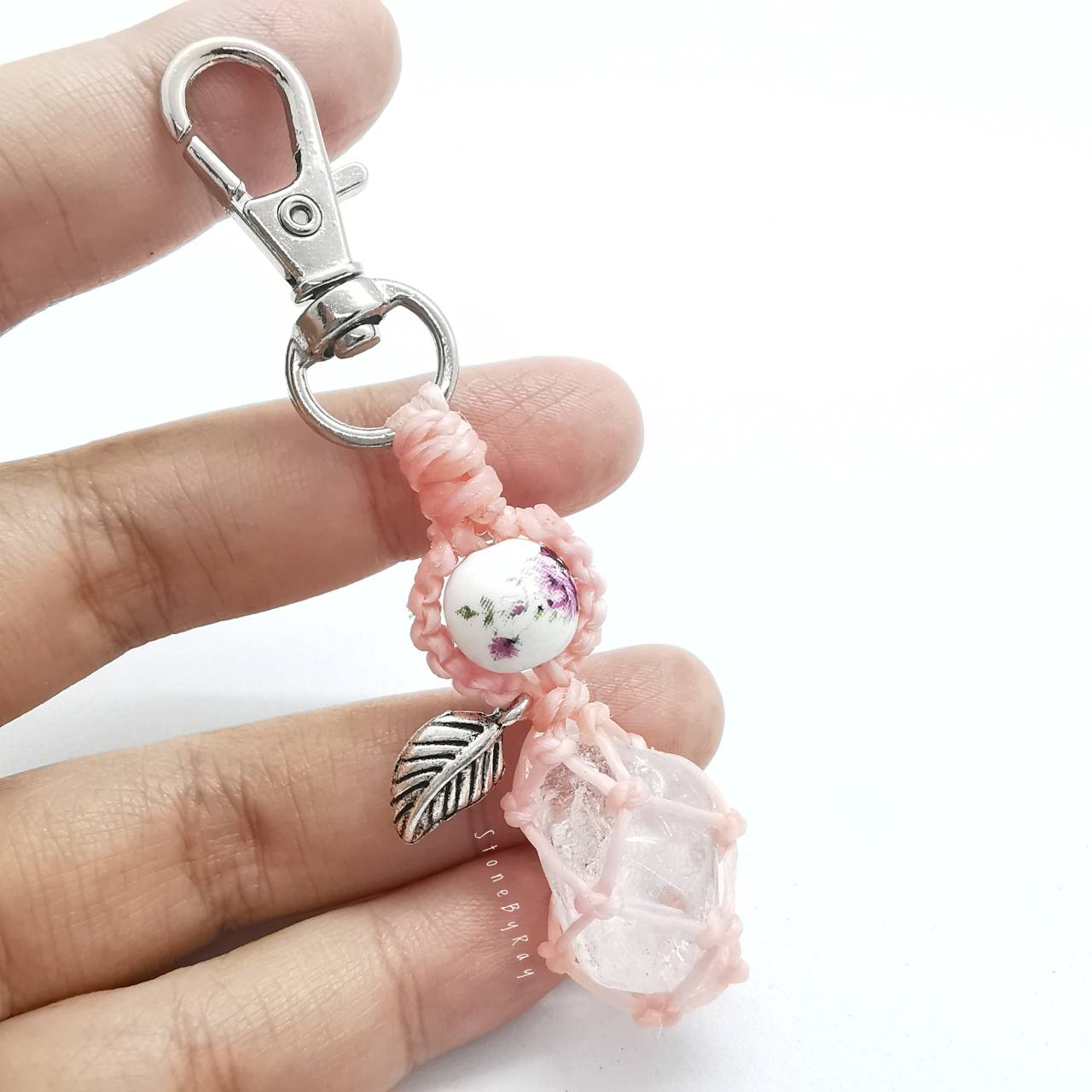 พวงกุญแจเชือกถักหินคริสตัลควอตซ์ Crystal Quartz