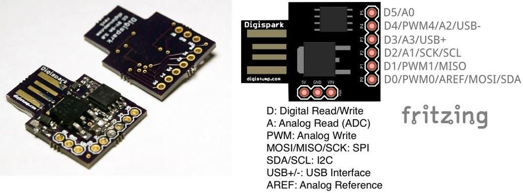 Digispark ATTiny85 บอร์ดพลังจิ๋ว Arduino Compatible