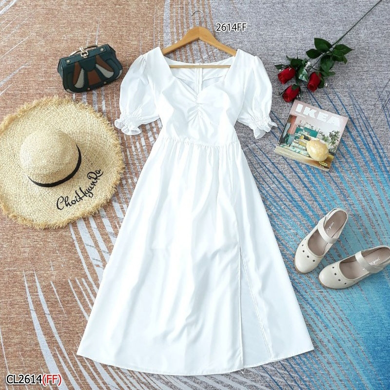 kudapy เดรสยาวสีขาว ผ้าไหมอิตาลี่ เนื้อผ้านิ่มเย็น ลื่นๆ ใส่สบายทิ้งตัวสวยๆ