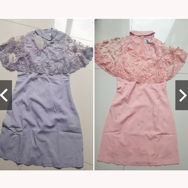 kudapy เดรสสีเทา /สีโอรส (เหลือ M) คอวี แต่งลูกไม้คลุมด้านบนสวยๆ ตัวชุดเป็นผ้าสีพื้นเนื้อดี มีซับในในตัว ซิบซ่อนด้านหลัง