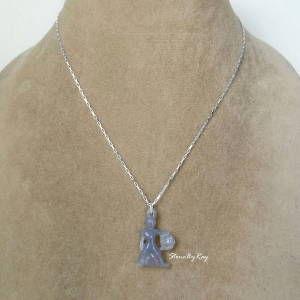 สร้อยคอเงินจี้หินอาเกตแกะสลักสัญลักษณ์ราศีตุลย์ (Libra Pendant.)
