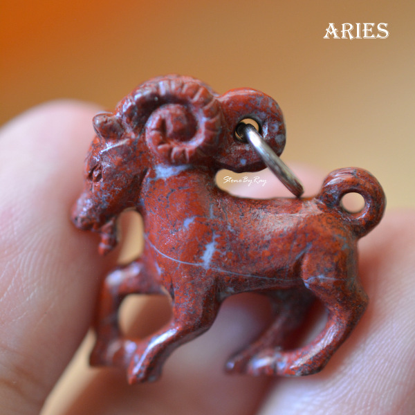 สร้อยคอเงินจี้หินแกะสลักราศีเมษ (Aries)