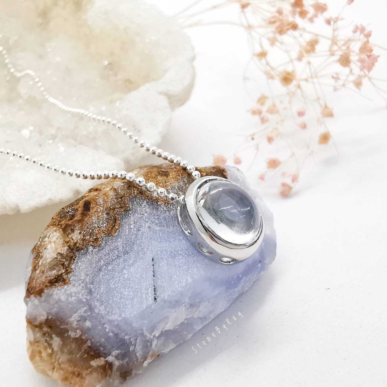 สร้อยคอเงินจี้หินอความารีน Aquamarine