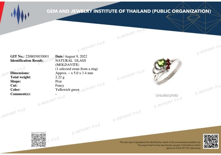 แหวนเงินสะเก็ดดาวโมดาไวต์(Moldavite)