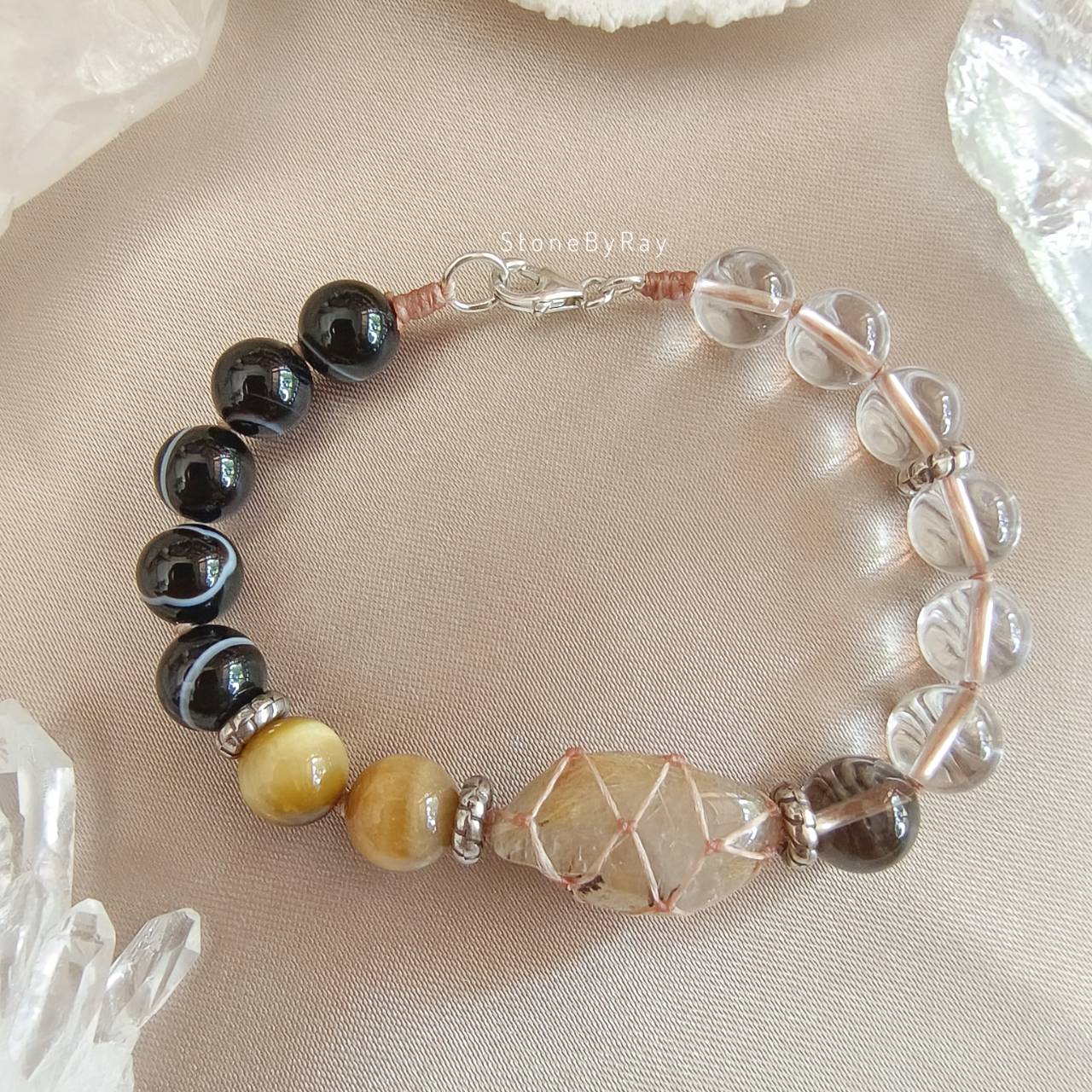 สร้อยข้อมือเชือกถักหินไหมทอง Rutilated Quartz