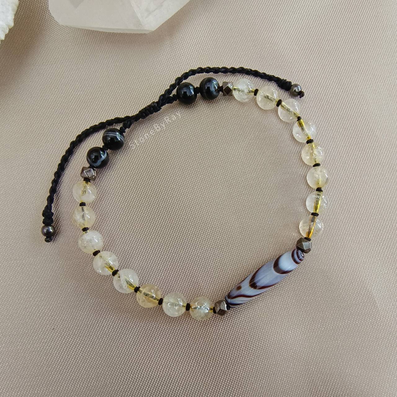 สร้อยข้อมือเชือกหินซิทรินกับซาร์โดนิก,ออนิค Citrine+Sardonyx+Onyx