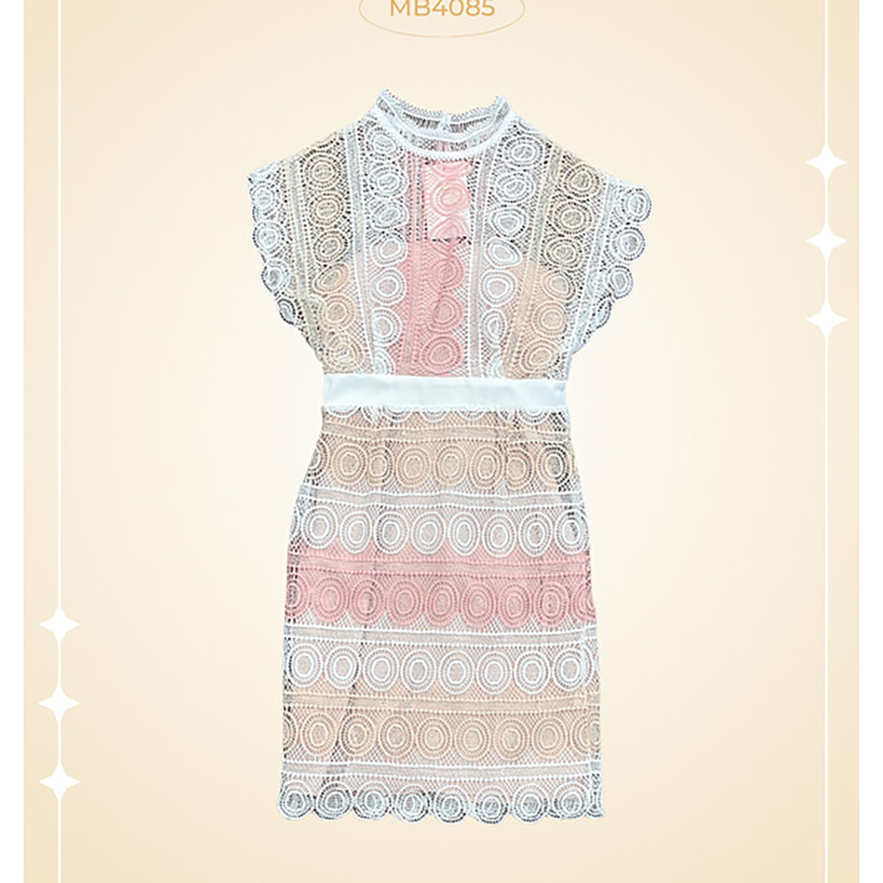 kudapy ชุดเซ็ทสีฟ้า/สีชมพู ใส่ออกงาน ผ้าลูกไม้ลายกลม สีทูโทน มีซับใน พร้อมงานซิปหลัง