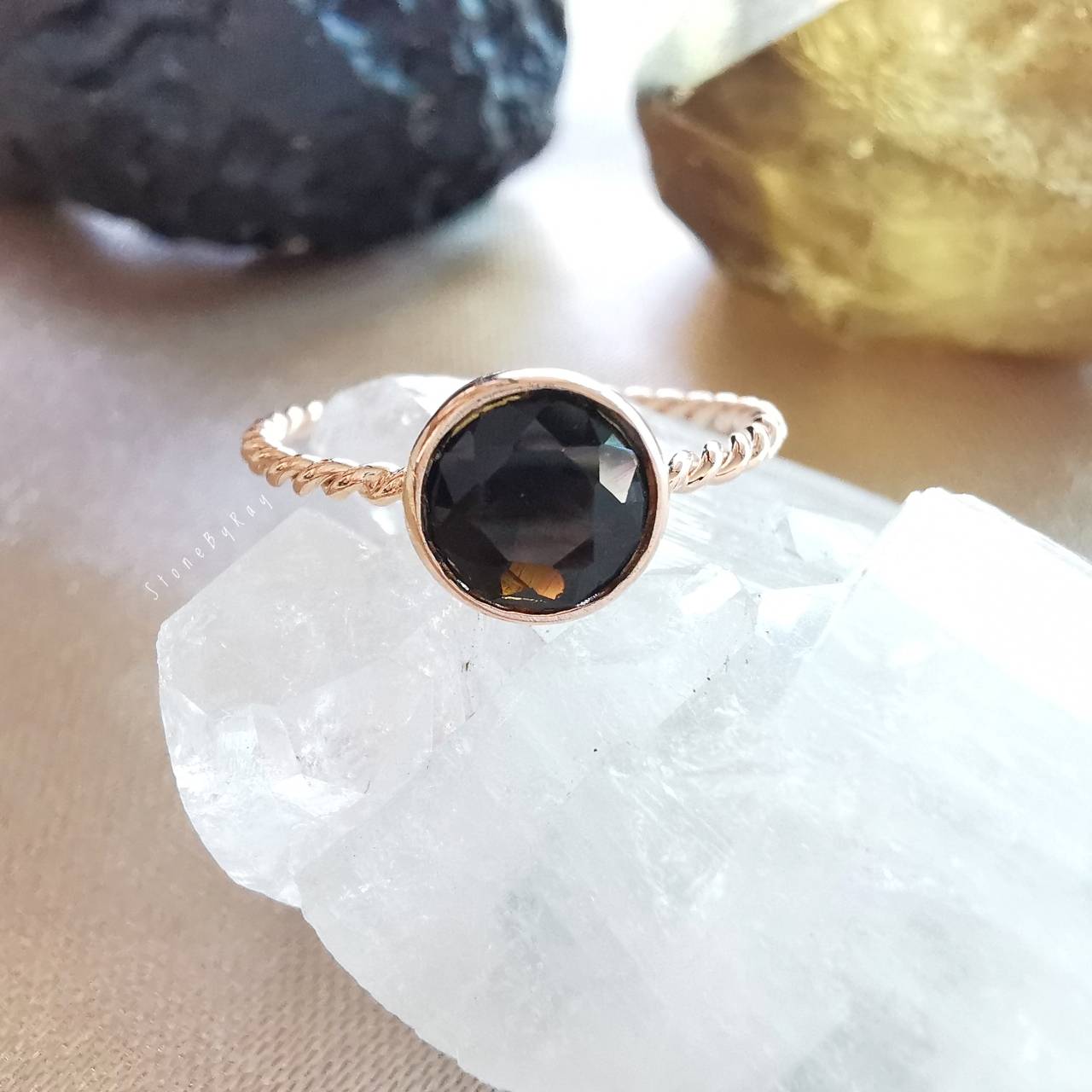 แหวนเงินหินสะเก็ดดาว Tektite