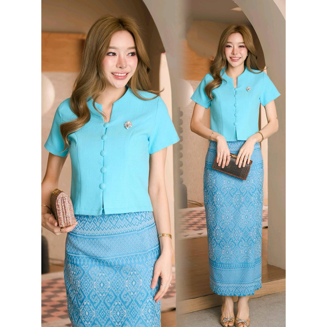 kudapy เสื้อผ้าฝ้ายชินมัยอัดกาวพรีเมี่ยม (เฉพาะเสื้อ)