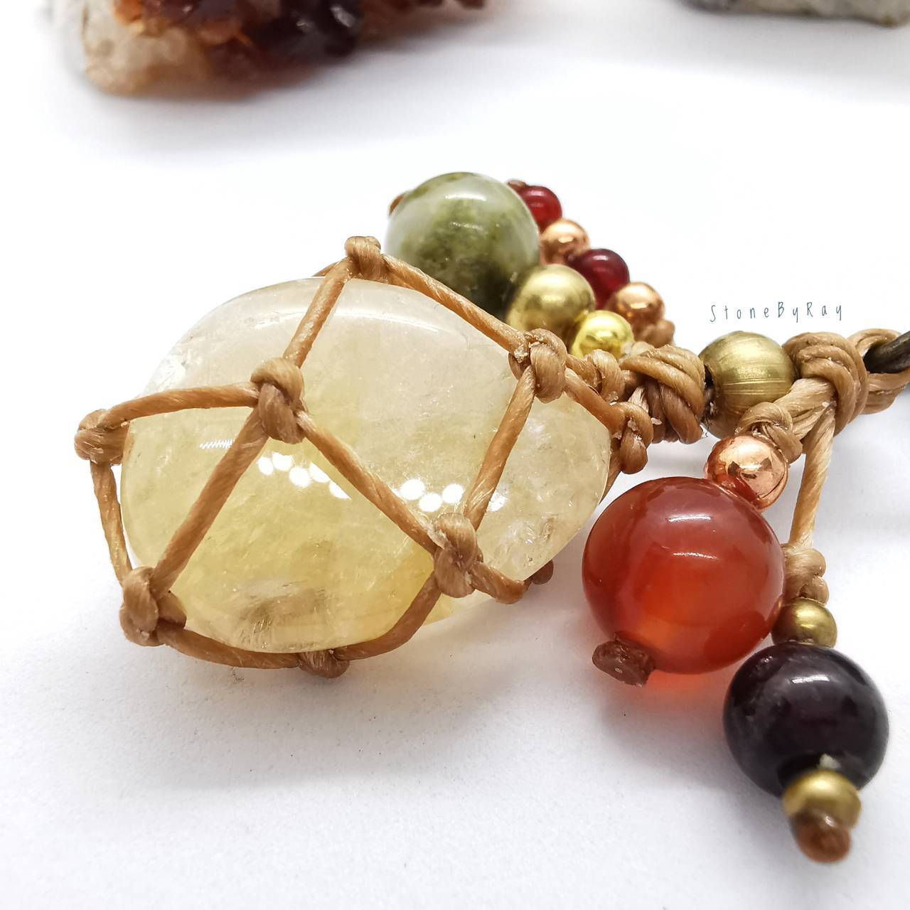 พวงกุญแจเชือกถักหินซิทริน Citrine