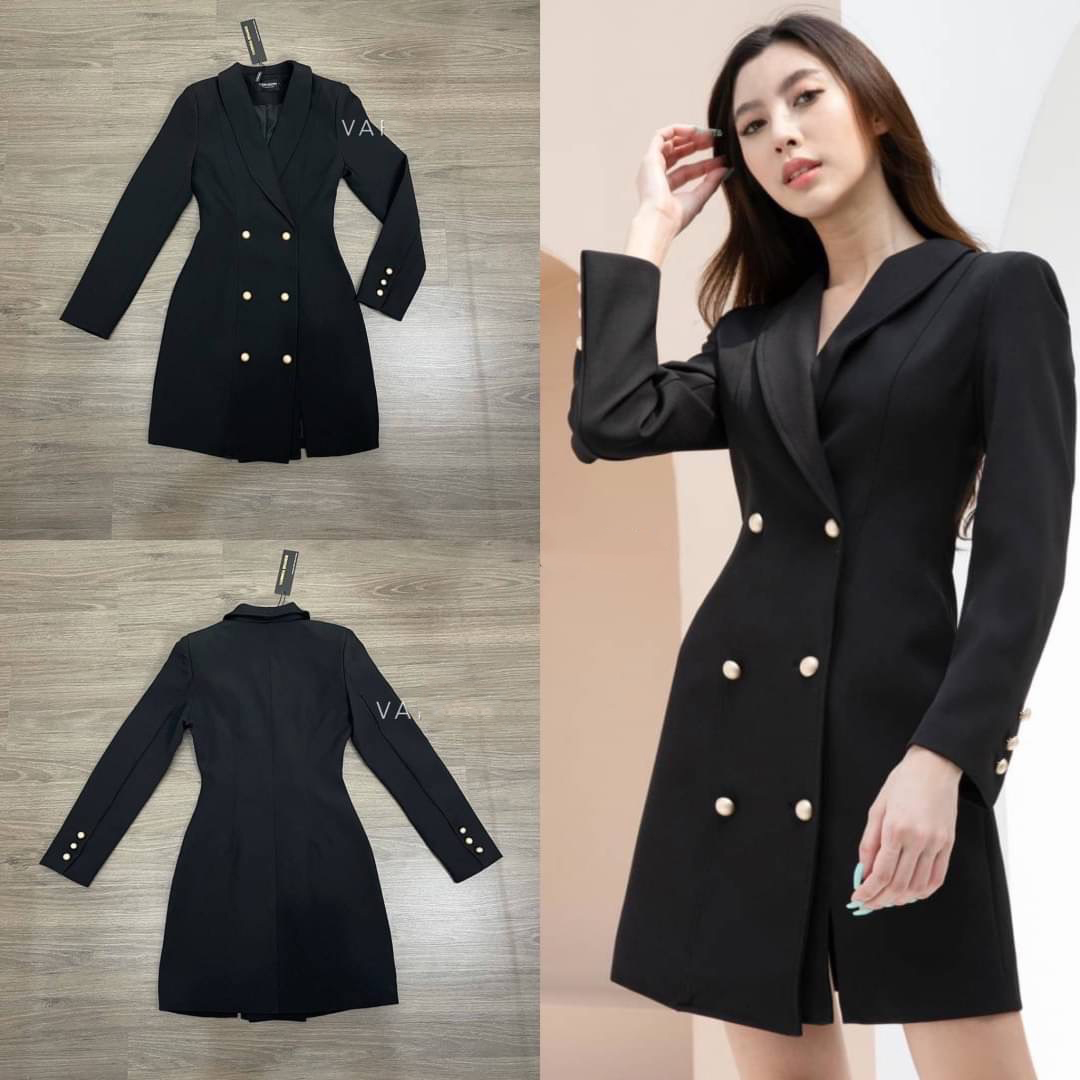 kudapy เดรสสูทสีครีม/สีดำ/สีแดง เนื้อผ้าดี มีซับในทั้งชุด เป็นเดรสกระดุมหน้า โทนสีนี้ใส่ได้ตลอดทุกโอกาส