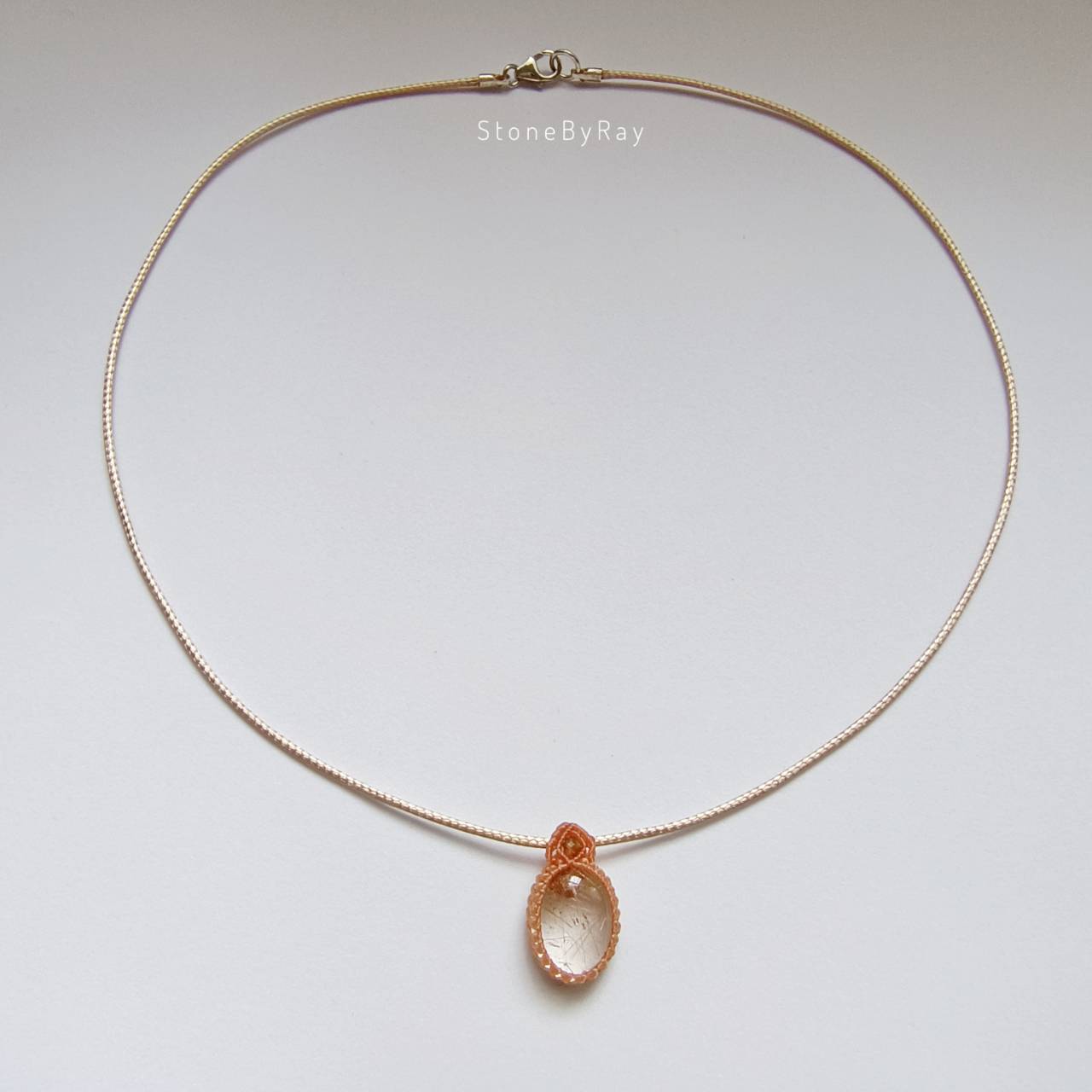 สร้อยคอเชือกจี้หินไหมทอง Rutilated Quartz