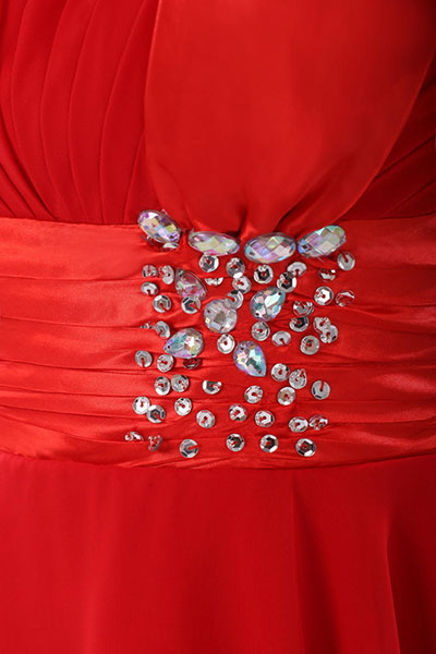 kudapy ชุดราตรีสั้นไหล่เฉียง สีชมพูบานเย็น จับจีบเก๋ๆที่หน้าอก คาดเอวผ้าซาตินแต่งเลื่อมหรู