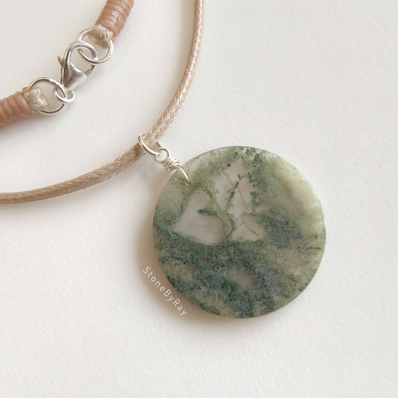 สร้อยคอเชือกจี้หินมอสอาเกต Moss Agate
