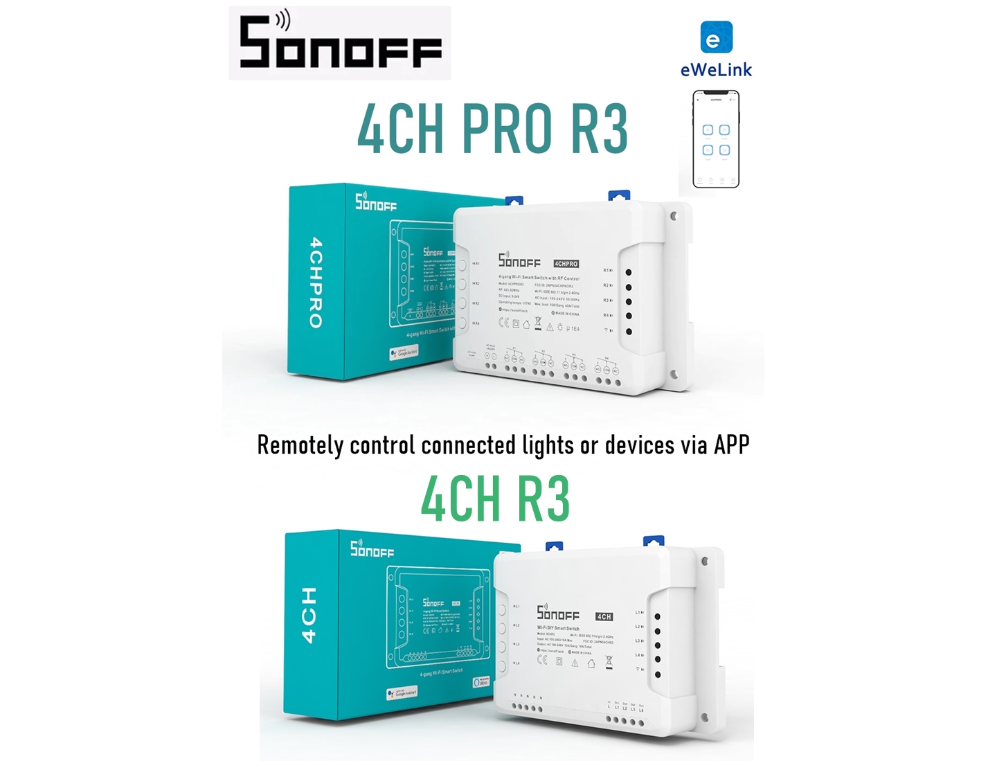 SONOFF 4CH PRO R3 / 4CH R3 4 ช่อง อัจฉริยะไร้สายโมดูลสวิทช์