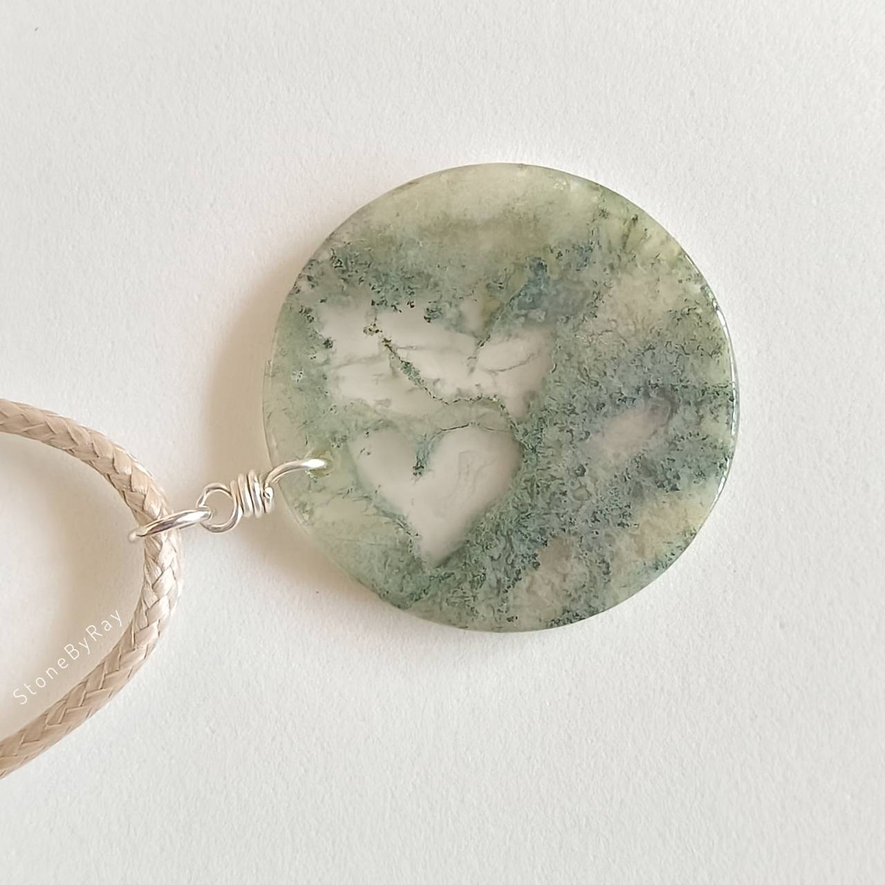 สร้อยคอเชือกจี้หินมอสอาเกต Moss Agate