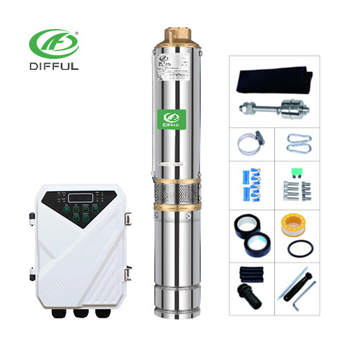 ปั๊มน้ำ บาดาล โซล่าเซลล์ 600W 48V บ่อ 3นิ้ว ท่อน้ำออก 1.25นิ้ว มอเตอร์บัสเลส