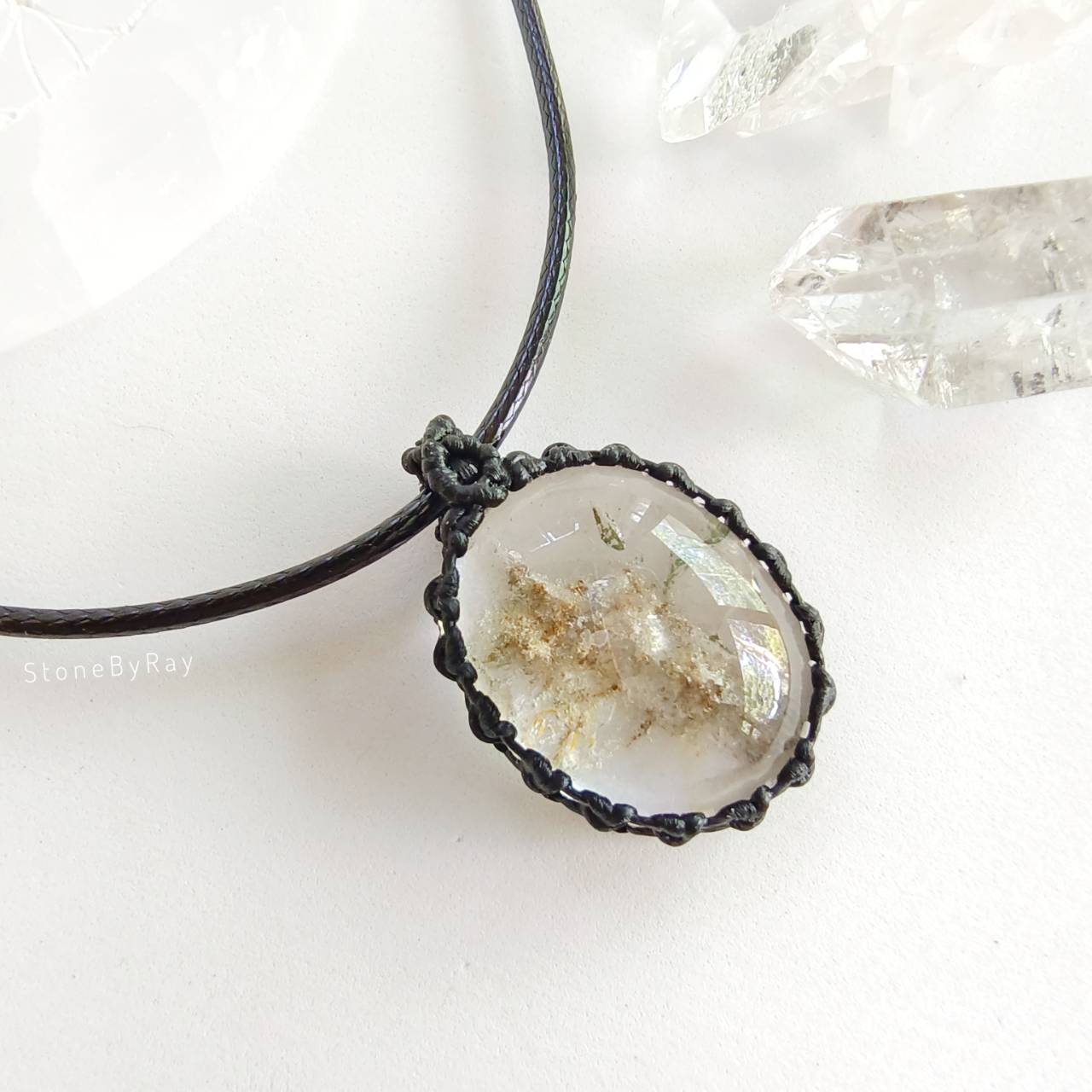 สร้อยคอเชือกจี้หินโป่งข่าม Lodolite Quartz