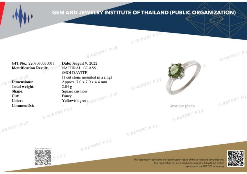 แหวนเงินสะเก็ดดาวโมดาไวต์(Moldavite)