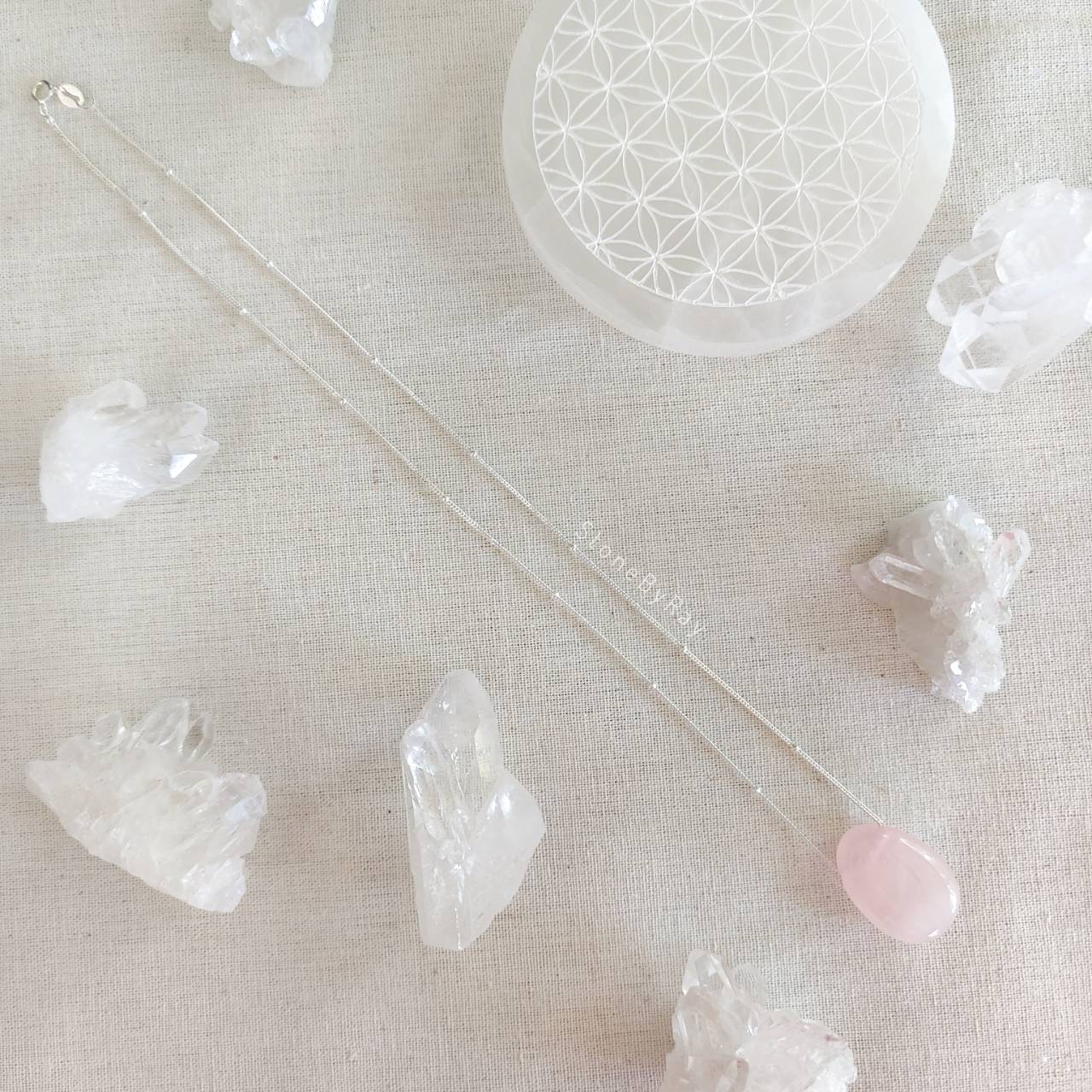 สร้อยคอเงินจี้หินโรสควอตซ์ Rose Quartz