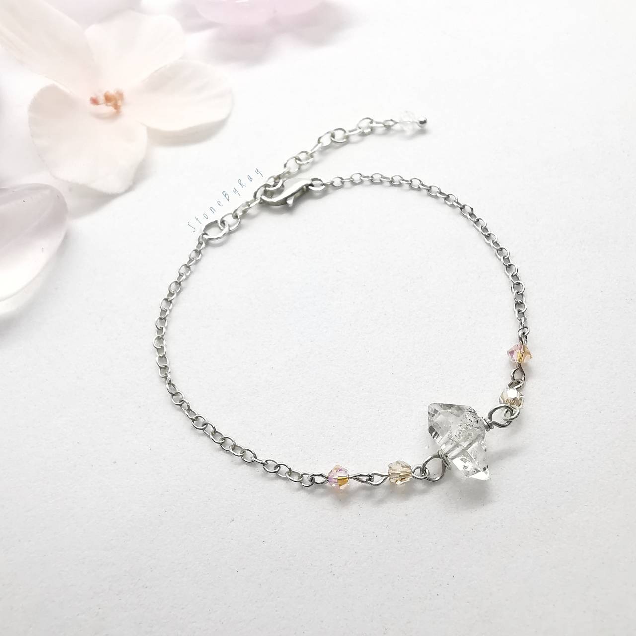 สร้อยข้อมือเงินหินเฮอร์คิเมอร์ไดม่อน Herkimer Diamond